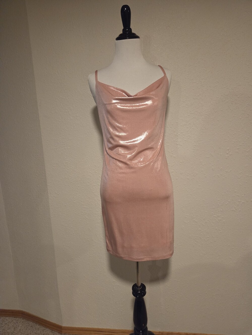 Forever 21 Blush Pink Satin Cowl Mini Dress